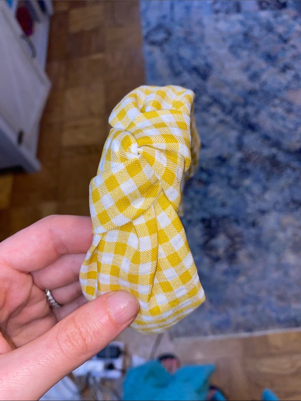 Yellow Gingham Knotted Headband